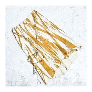 La Matta Italian Suede Tan Cream Asymmetrical Skirt